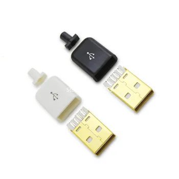 10vnt/daug USB kištukinė Jungtis 4pin Kištukas Baltas/juodas Suvirinimo Duomenų Eilutės Sąsaja 