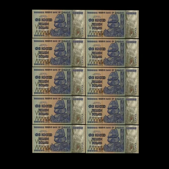 10vnt Zimbabvė Šimtas Trilijonų Dolerių Aukso Banknotų Vandens ir 1 Sertifikatai, su Surinkimo Suvenyras, Dovana
