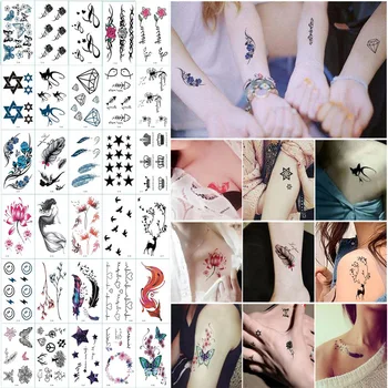 3D asmenybės laikina tatuiruotė vaikų, moterų, šviežios gėlės minimalistinis tekstas tatuiruotė mylimas pirštų, riešo kaklo tatuiruotė lipdukas