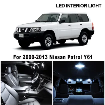 7pcs Balta Canbus LED Lemputė Vidaus apšvietimo Komplektas + Licenciją Plokštelės Apšvietimas 2000-2013 Nissan Patrol Y61 Skaityti Dome Žemėlapis Šviesos