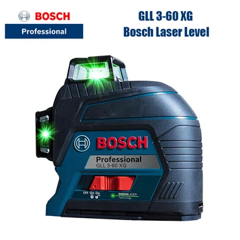 Bosch Lazeriniai Lygio GLL3-60XG 360 Laipsnių Didelis Tikslumas Žalios Šviesos Lygis, 12 linijų Lazeris Lygio Bosch Profesionalių elektrinių Įrankių
