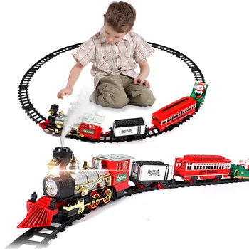 Elektrinio Traukinio Žaislų, Ilgas Geležinkelio Bėgių Rinkinys Su Šviesos, Garso Klasikinis Garų Traukinio Žaislų 