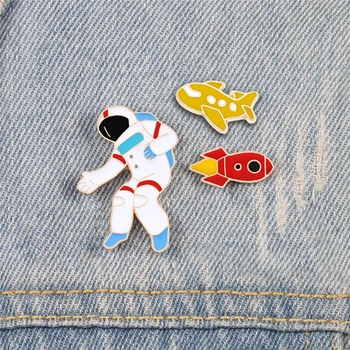 Erdvėlaivis Astronautas Raketų Emalio Pin Animacinių Filmų Astronautas Kosmoso Kelionių Sagės Kailis Atlapas Pin Kuprinė Ženklelis Dovana Vaikams, Papuošalai