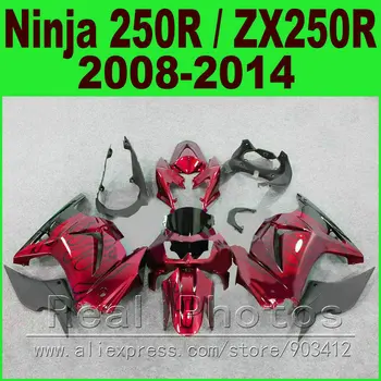 Kūno kit Kawasaki Ninja 250r Purvasargiai juoda raudona EX250 metai 2008 2009 2010 2011 2012 2013 2014 ZX 250 lauktuvės rinkinių dalys R4O9