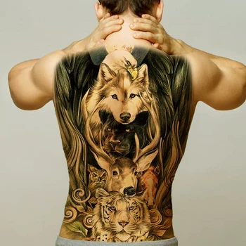 laikinai vyrų tatuiruotės didelis vilkas, liūtas, tigras tatuiruotė temporales vyrams big visą nugaros tatuiruotė ir kūno menas seksualus tatuiruotė lipdukas vandens