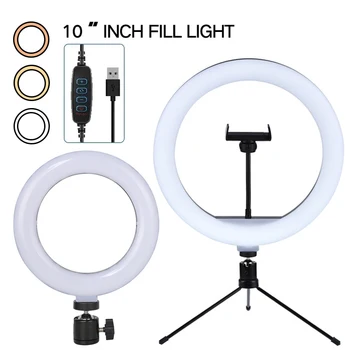 LED Selfie Žiedas Šviesos USB Pritemdomi Fotografija Apšvietimo Telefono Nuotolinio Valdymo Užpildyti Lempos 