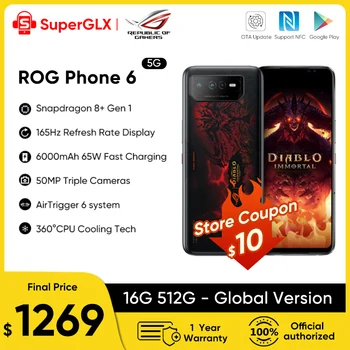Naujas ASUS ROG Telefonas 6 Diablo Nemirtingas Limited Edition Žaidimų Išmanųjį telefoną Snapdragon 8+ Gen 1 165Hz AMOLED Ekranas, 5G judriojo ryšio telefono