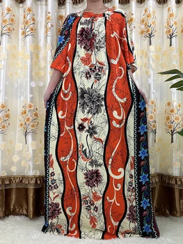 Naujas Stilius Atsitiktinis Suknelės Trumpomis Rankovėmis Afrikos Dashiki Gėlių Spausdinti Prarasti Medvilnės Caftan Lady Vasaros Maxi Atsitiktinis Suknelės