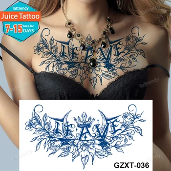 seksualus krūtinkaulio laikinos tatuiruotės didelis kūno meno tapybos sulčių tatuiruotė natūralūs dažai ilgai trunka 7-15 dienų gėlių wings tatuiruotės suaugusiems