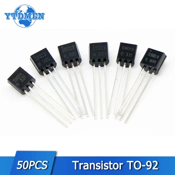 Tranzistorius Rinkinys S8050 S8550 S9011 S9012 S9013 S9014 S9015 S9018 SS8050 SS8550 TO-92 PNP, NPN Triode Elektroninis Komponentas, 50pcs