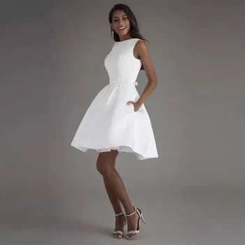 Trumpos Vestuvinės Suknelės 2021 Balto Dramblio Kaulo Nuotakos Suknelė Balta Nuotakos Suknelės, Aukštos Kokybės Satino Vestuvės Suknelės