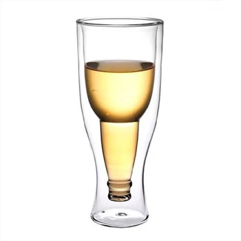 Vyno Stiklo Puodelis Dvigubos Sienelės Bokalų Alaus, Vyno Taure Izoliuoti Skaidraus Stiklo Taures Drinkware Vandens Puodelį Arbatos Puodelio