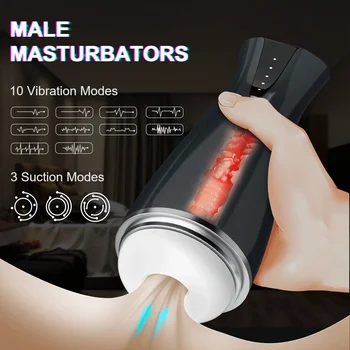 Vyrų Masturbators Sekso Žaislais Vyrams, Automatinė Blowjob Čiulpti Masturbations Taurės Vakuuminis Tvirtinimo Vibracijos Balso Nekilnojamojo Suaugusiųjų Makšties
