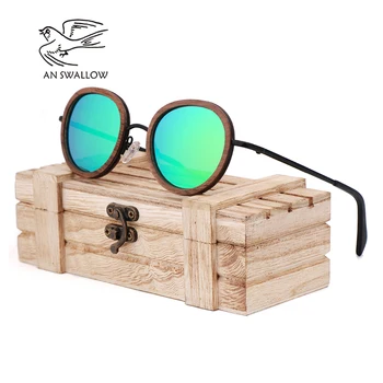 YRA NURYTI 2018 naujas retro mediniai akiniai nuo saulės vyrų black walnut mediniai akiniai nuo saulės ponios markės dizaino akiniai nuo saulės, poliarizuoti UV400
